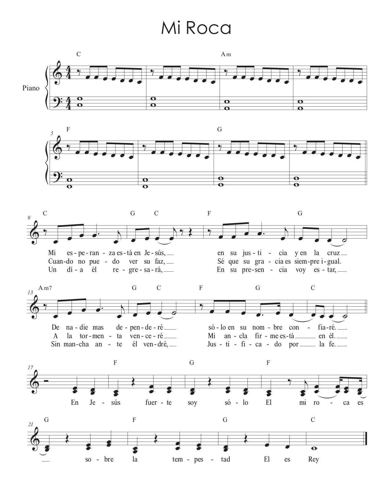 Mi Roca Partitura Más Artistas